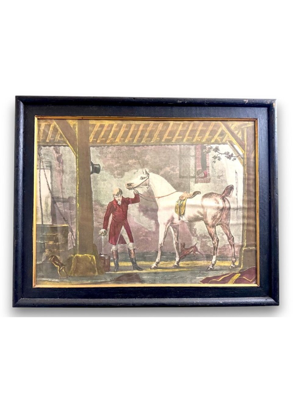 Large Vintage Equestrian Framed Print English Hunting Scene Horse and Rider